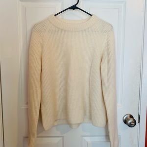 Quince Mongolian Cashmere Fisherman Crewneck Sweater in Ivory